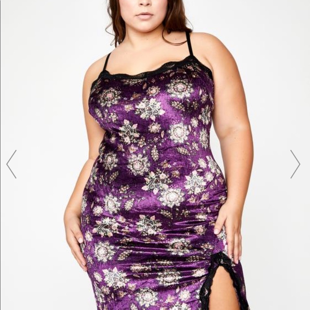 Dolls Kill velvet mini slip dress